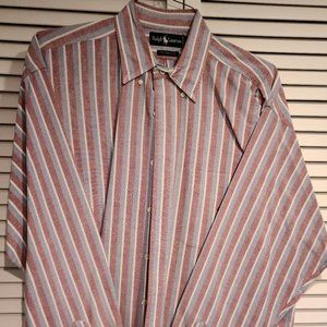 2 Mens Polo Shirts - L - BUNDLE of 2 dress striped shirts